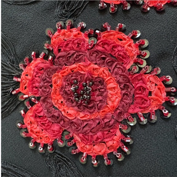 VTG Sue Wong Silk Beaded Embroidered Skirt Top 6 Black Whimsigoth Coquette Dress - Picture 8 of 17